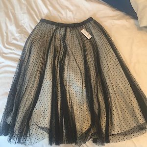 Never worn White House Black Market polka dot flare midi skirt